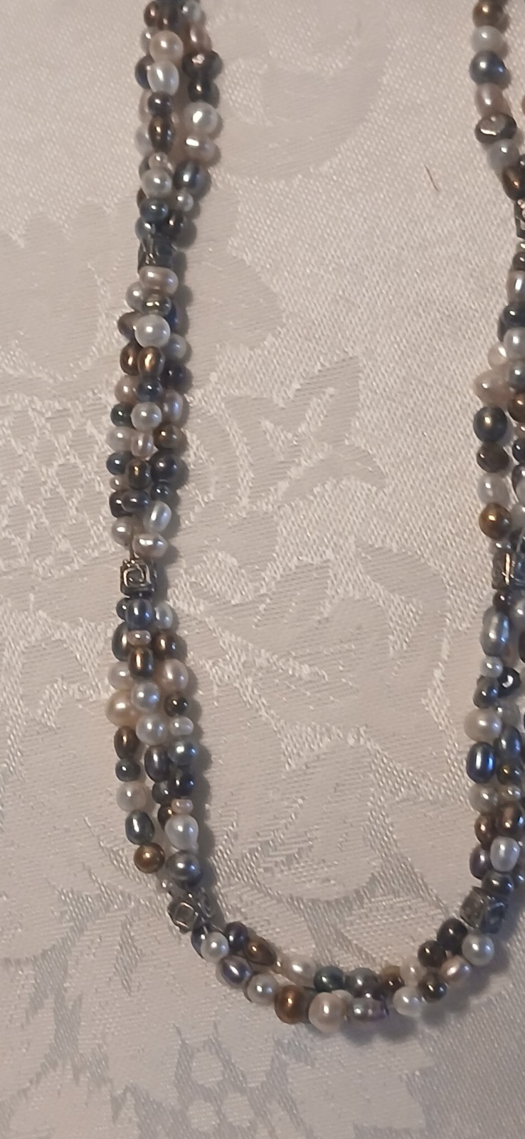 Multicolor 3 Strand Pearl Beaded Wrap Around Bracelet, 7.5″, Missing Clasp Hook