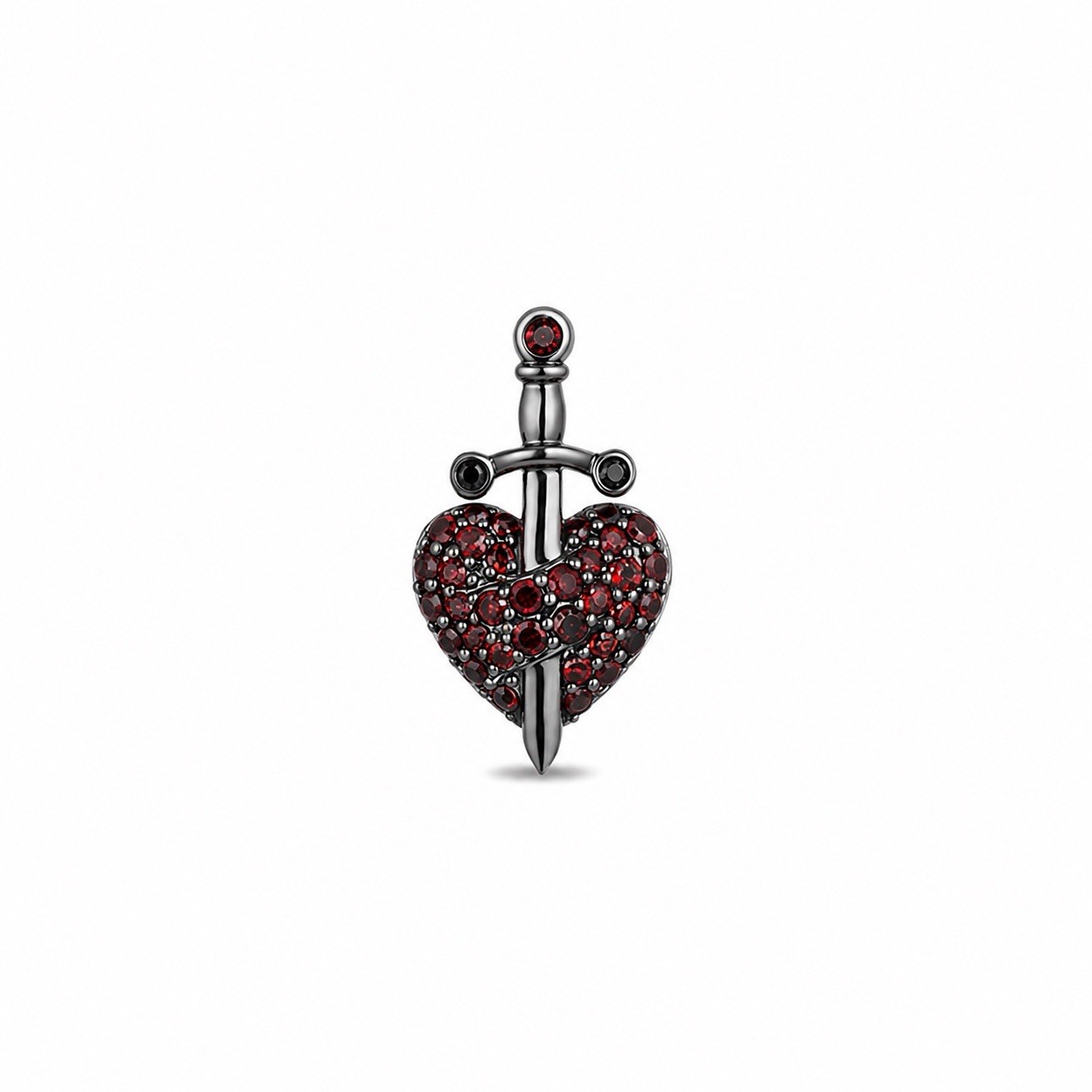 Zales Disney Evil Queen Garnet Black Diamond Heart Pendant 925 Silver & Rhodium