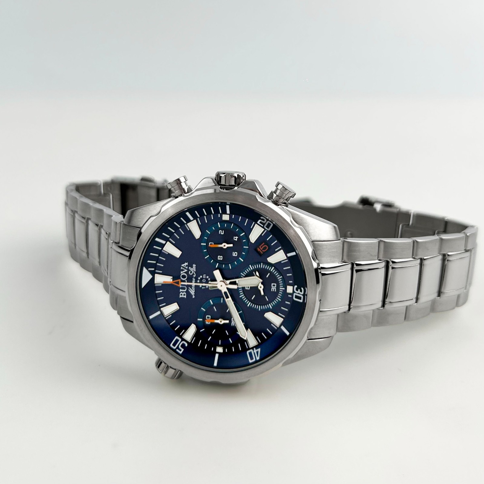 New-Bulova Men’s 96B256 Marine Star Blue Dial six-hand chronograph Quartz Watch