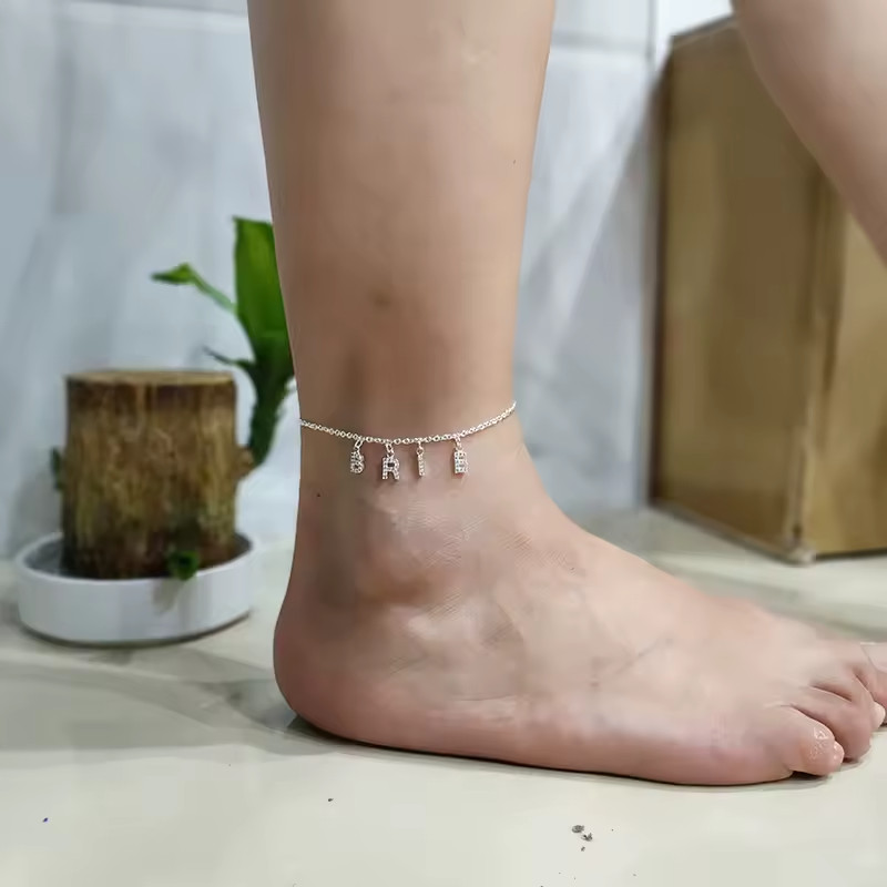 Custom Name Anklet Letters Jewelry Cubic Zirconia Fashion Gold Silver Color Gift