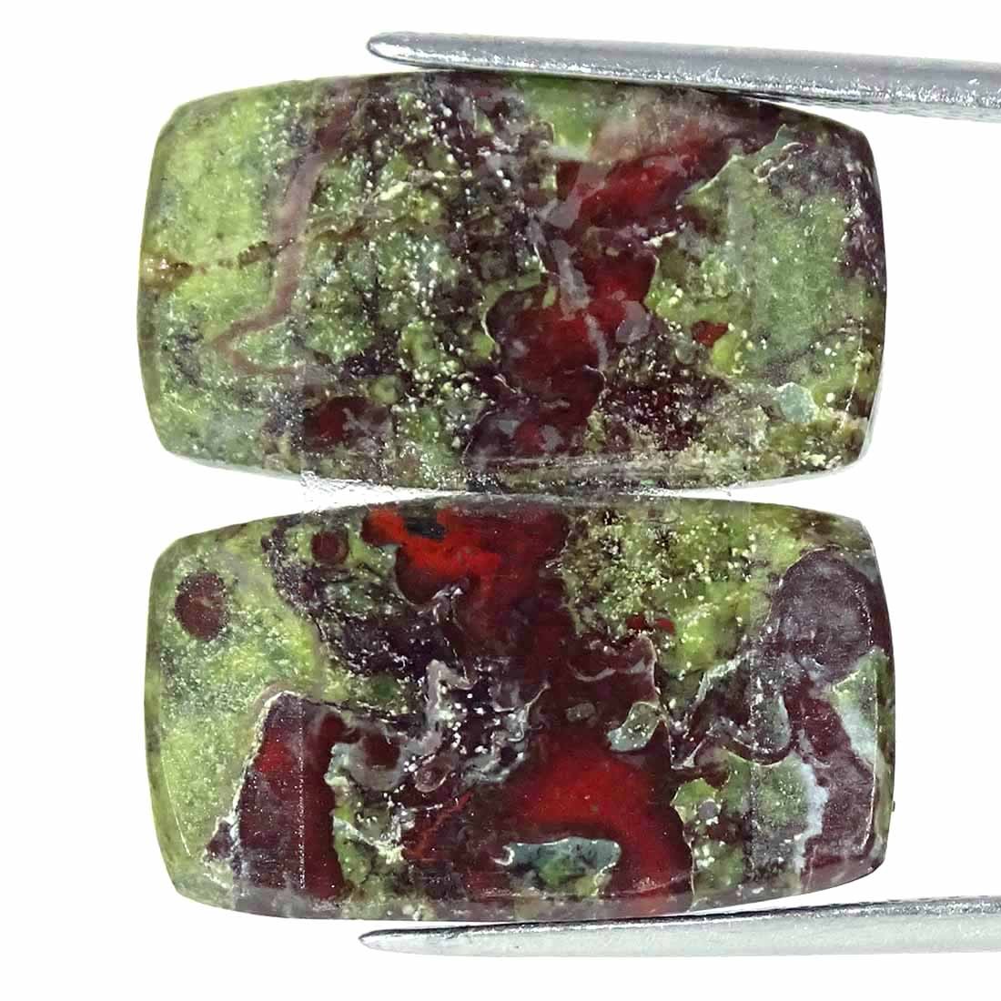 19.00Cts Natural Dragon Blood Jasper Cushion Pair Cabochon Loose Gemstone