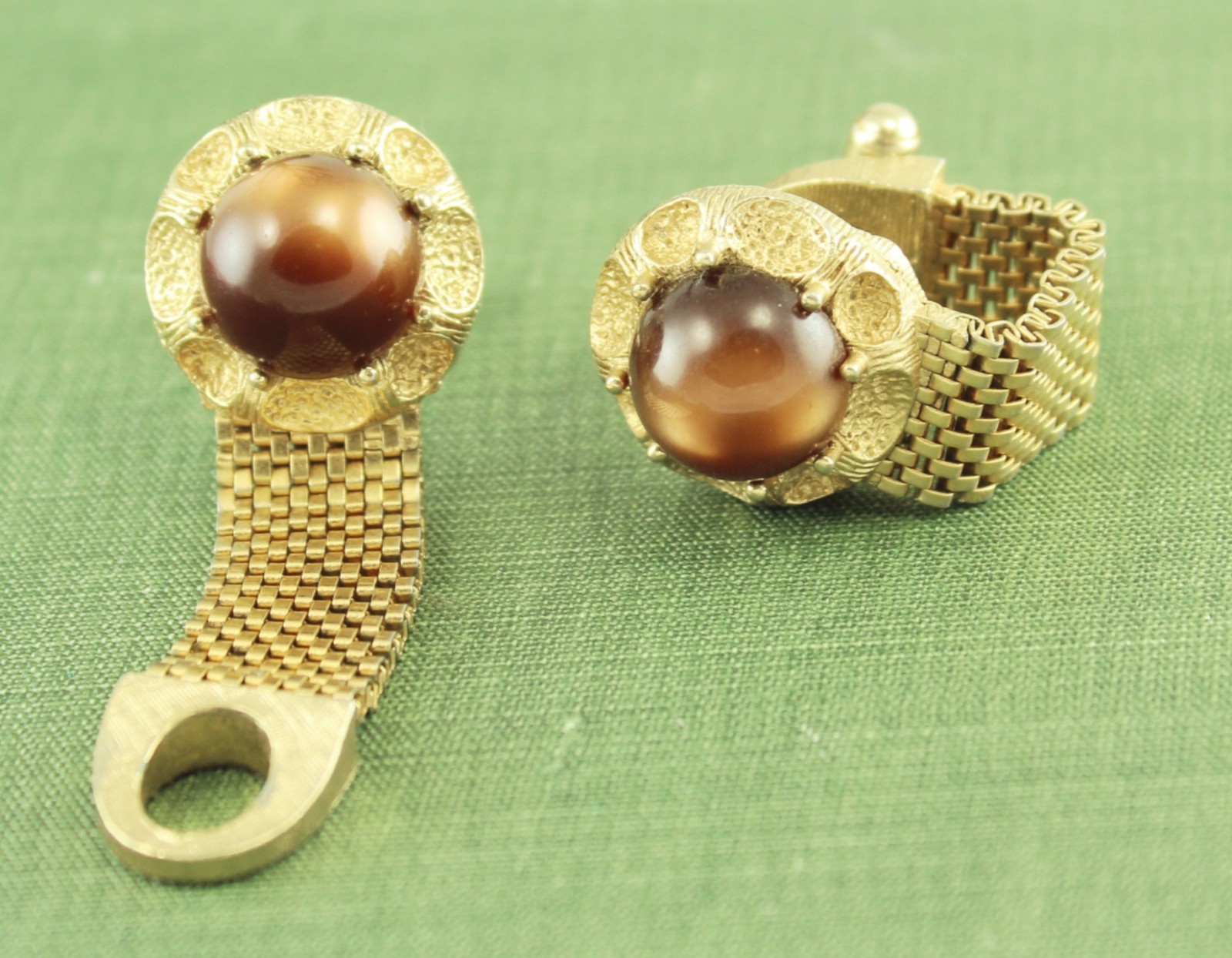1980s Moonglow Lucite Cab Wrap Around Woven Cufflinks; Charitable Donation
