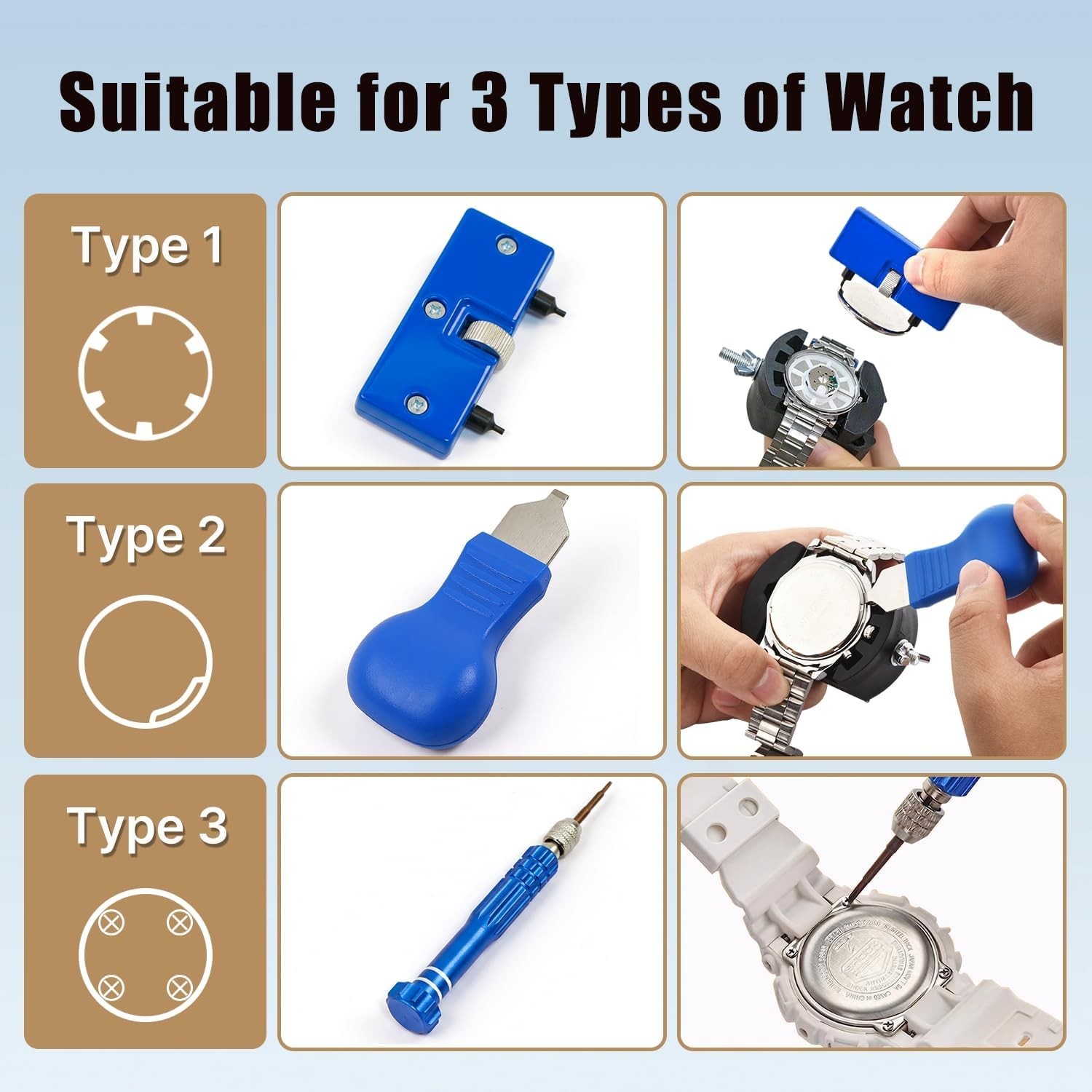 High-Quality Watch Repair Set with Adjustable Case Opener – Effortless DIY