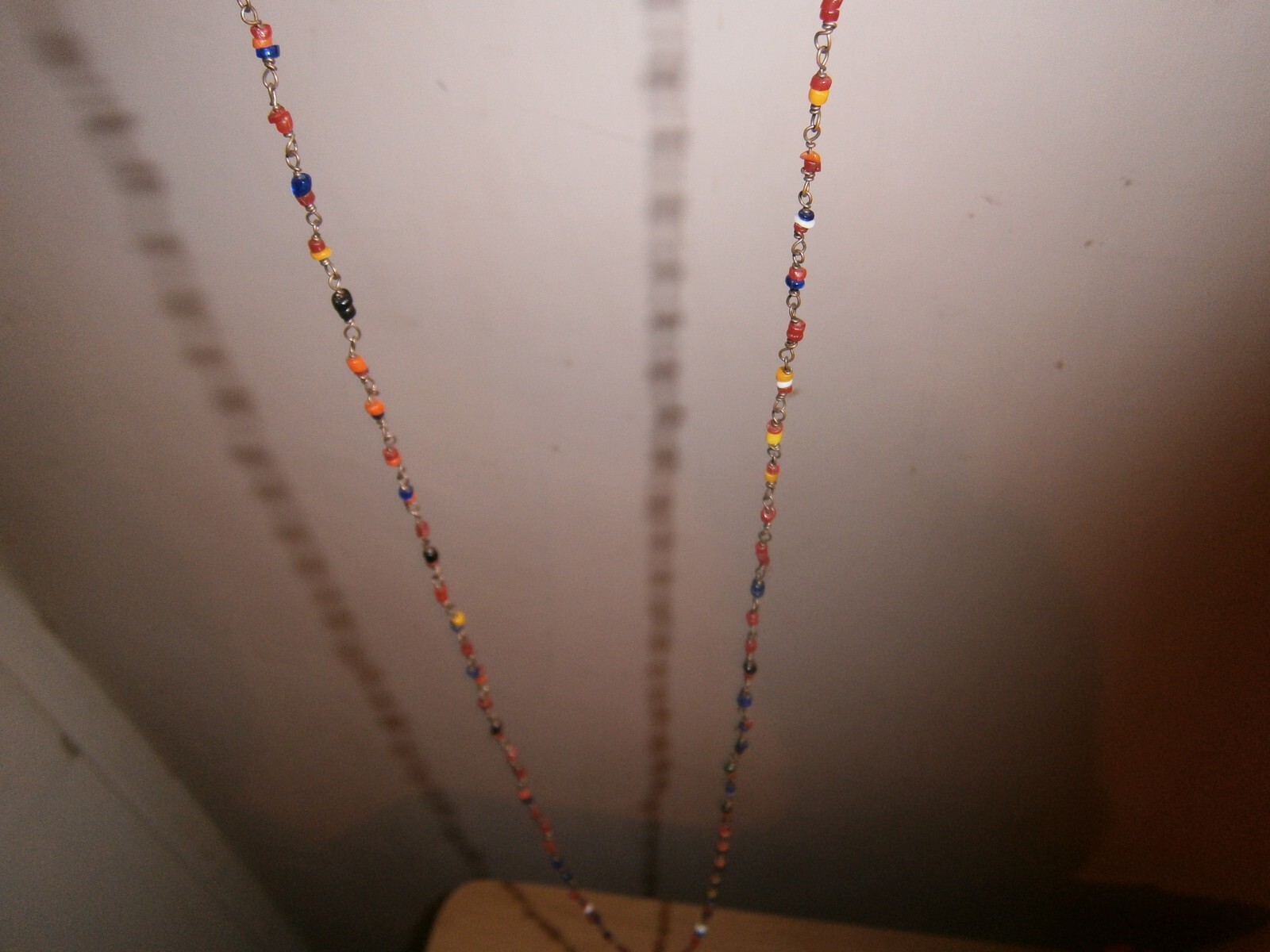 Vintage 1990’s mini 1.5mm beaded vari colour necklace chain. 92cm. (E3f)