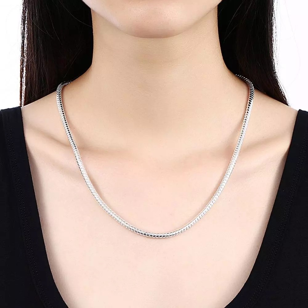 925 Sterling Silver Solid Snake Chain Necklace Men Women Pendant Jewelry 40-75cm