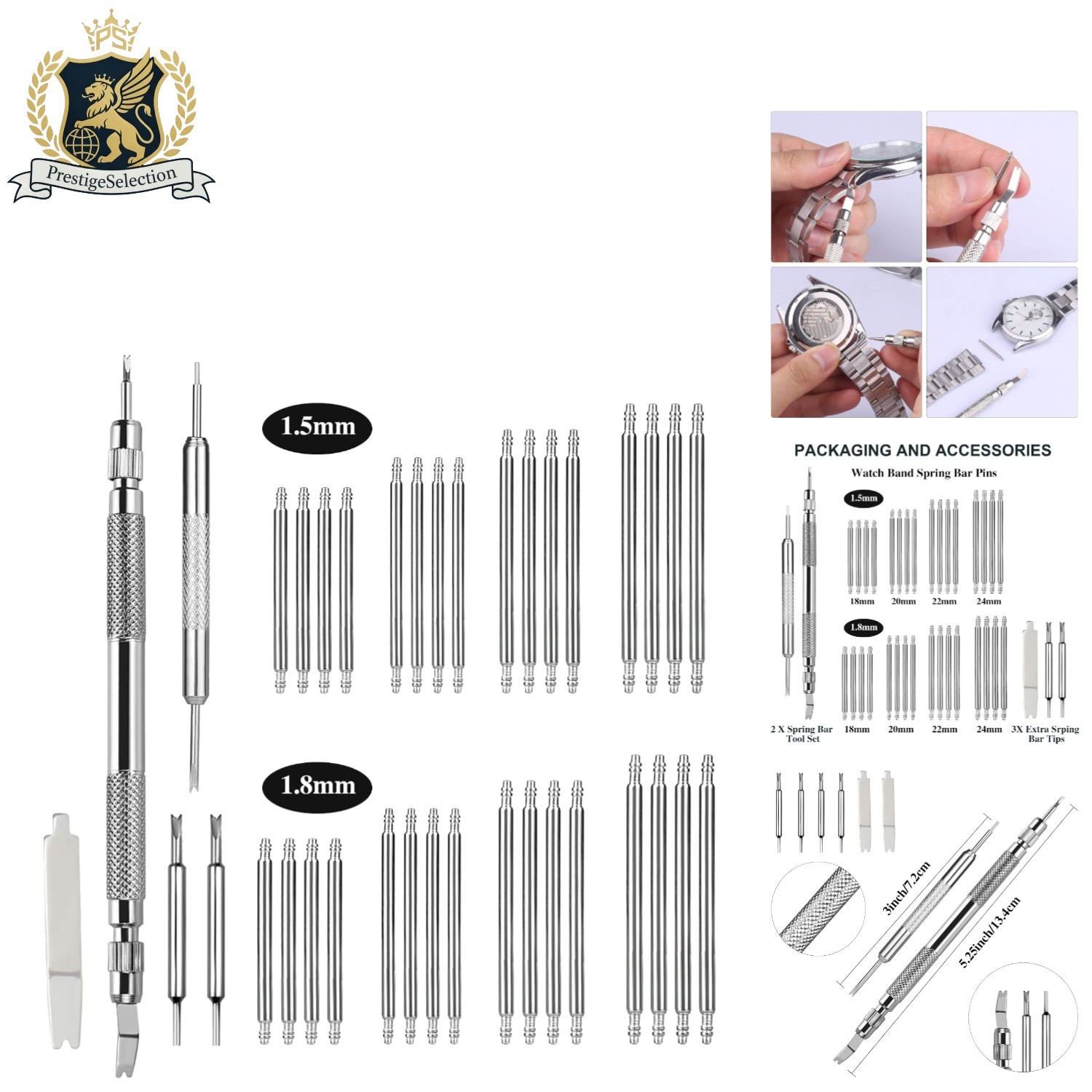 Versatile Watch Pin Replacement Kit with Tools – 316 Stainless Steel, 18-24mm