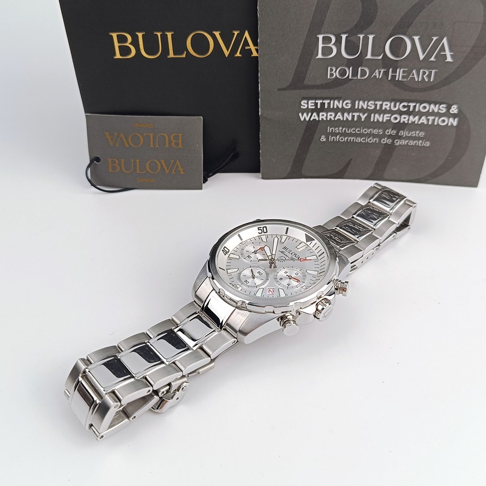 Bulova Marine Star 96B255 White Dial Stainless Chronograph Men’s Quartz Watch