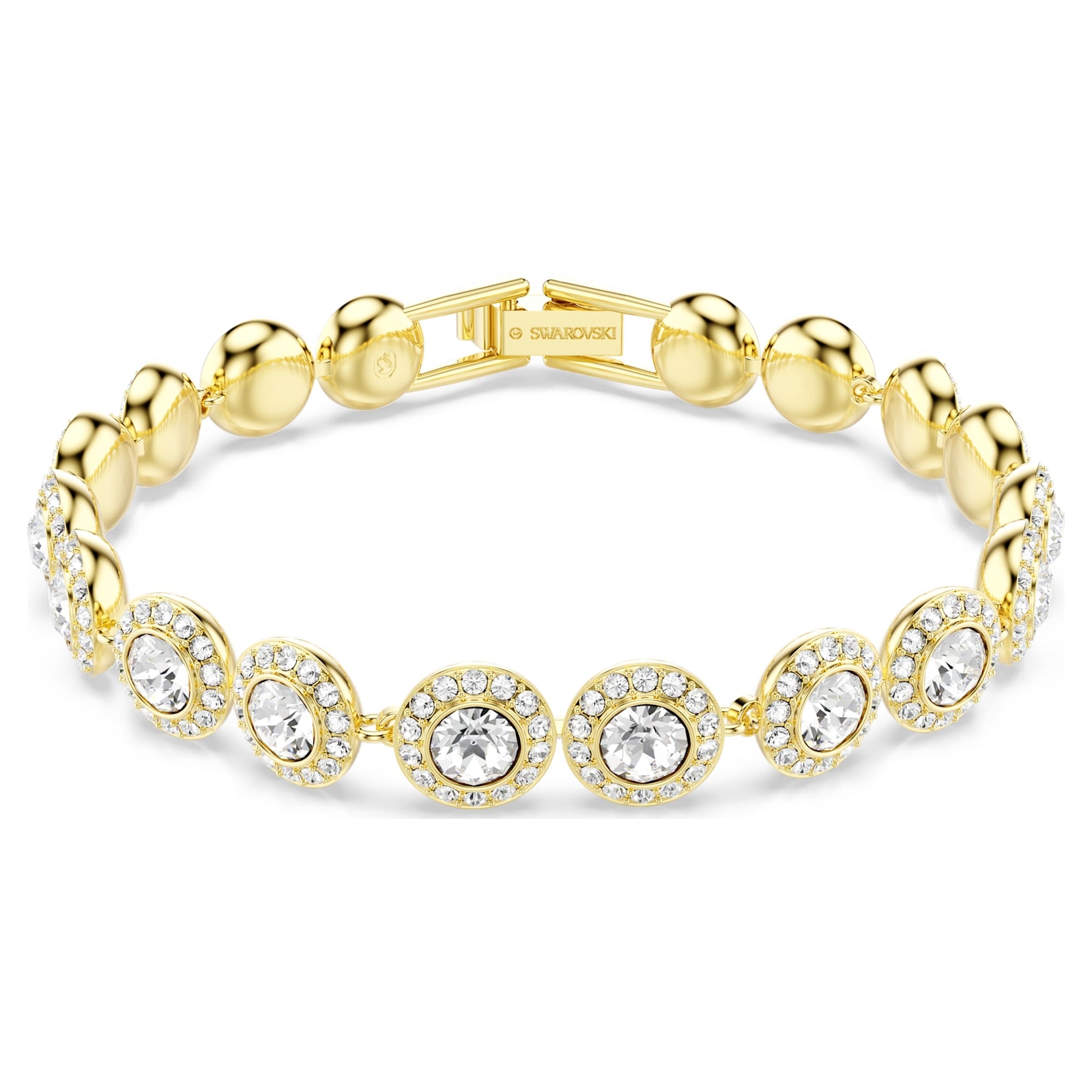 Swarovski Una Angelic Tennis Bracelet Round Cut, Pavé, Medium, White, Gold-Tone