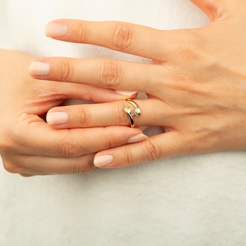 Hug Ring Adjustable Open Band – Minimalist Jewelry Gift for Women – Love Wrap