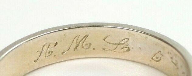 Antique Art Deco Art Carved 14K White Gold Wedding Band Ring Size 6 UK-L1/2