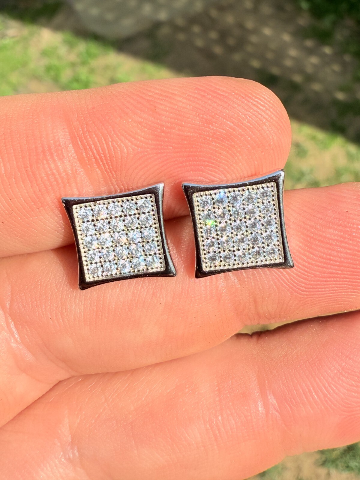 Real 925 Sterling Silver Kite Earrings Iced CZ Screwbacks 11mm – WHOLESALE DEAL