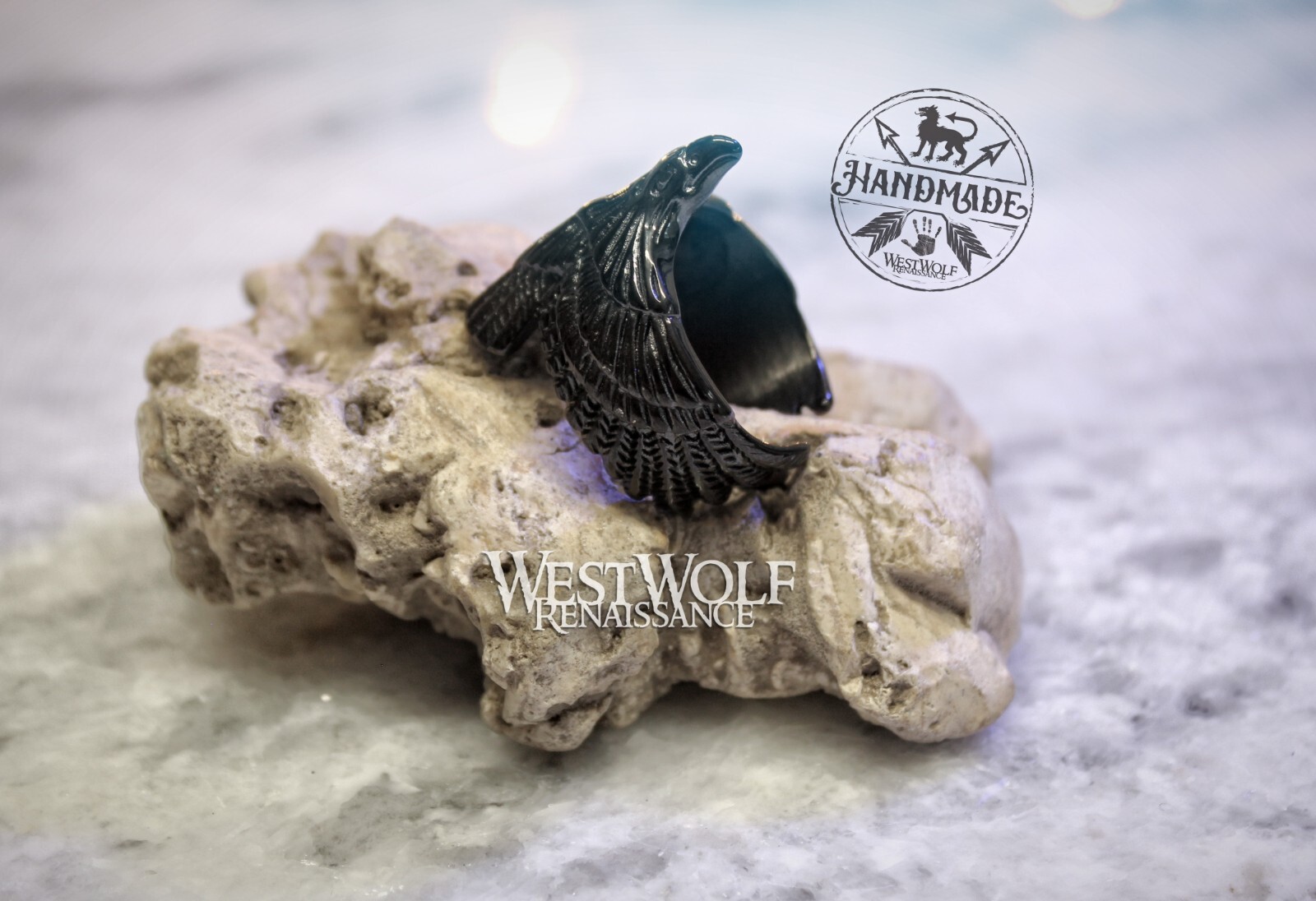 Viking Flying Raven Ring Black Stainless Steel – US Sizes 6/7/8/9/10/11/12/13/14
