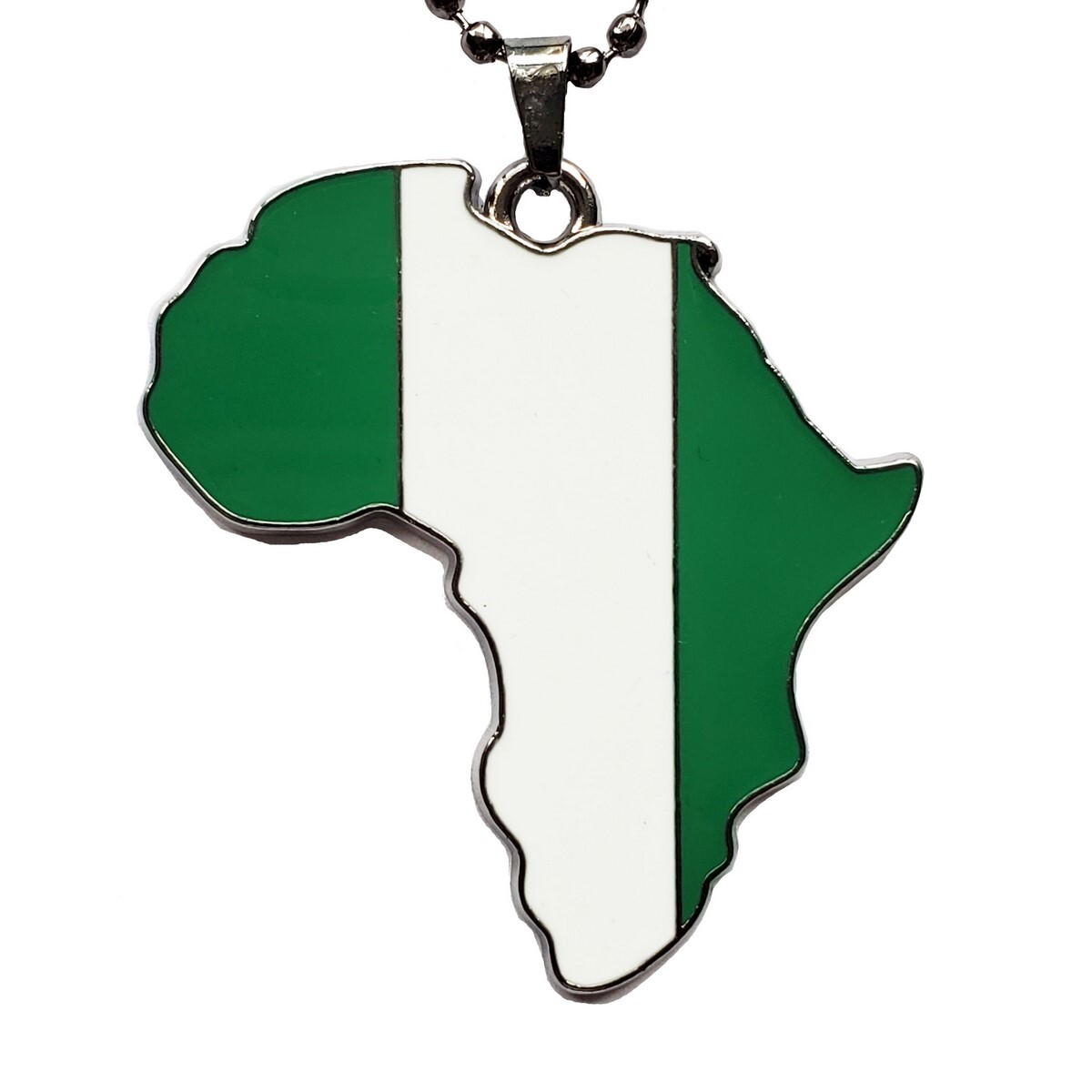 Nigeria Flag Pendant Necklace African Map Chain by Dupsie’s