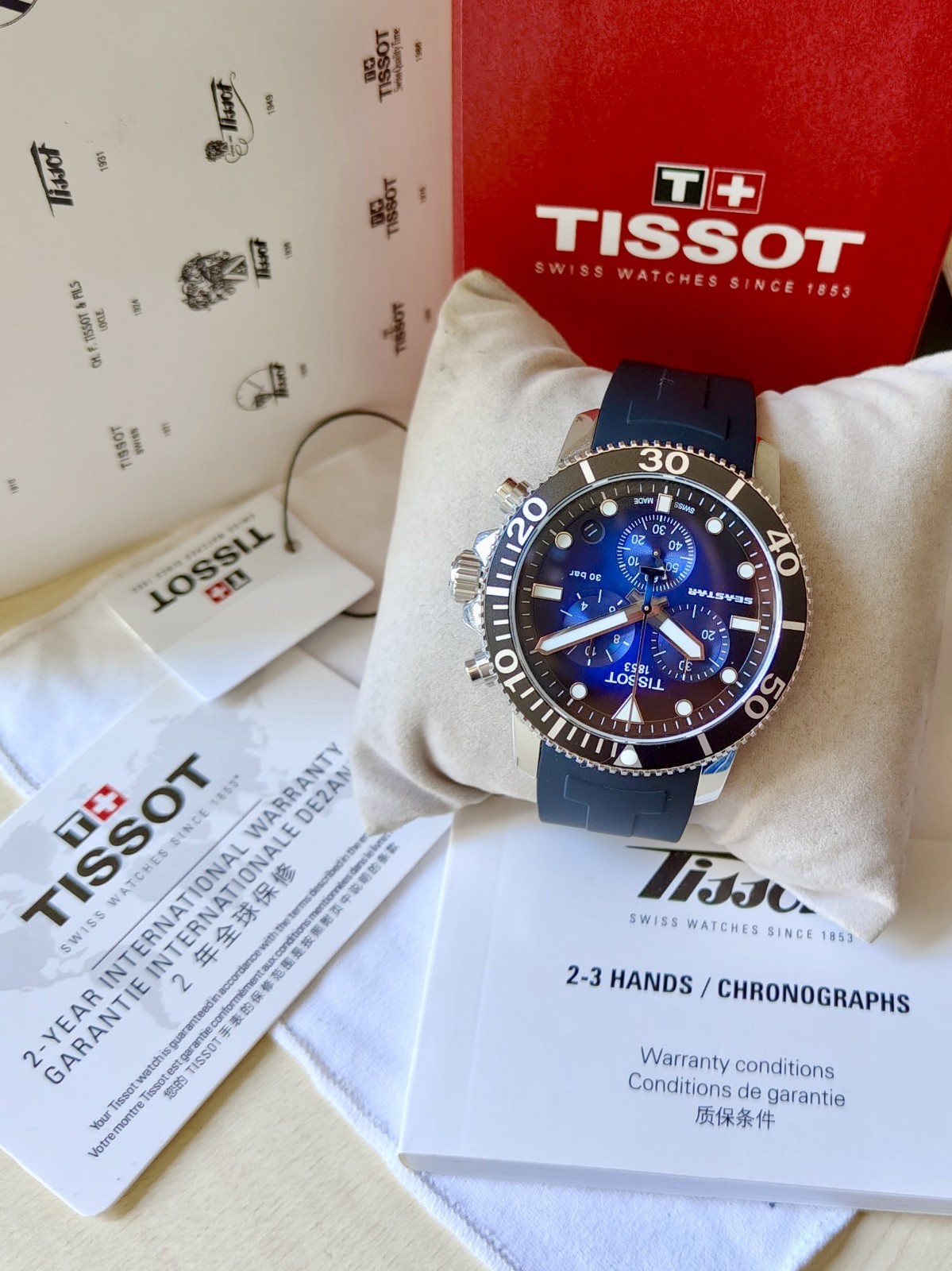 Tissot Seastar 1000 T-Sport Steel Men’s Chronograph Blue Black Dial Diver 300m