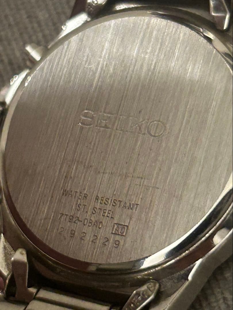 SEIKO 7T92-0BA0 Quartz Chronograph Black Dial Watch Used