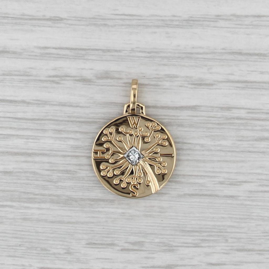 Monica Rich Kosann Dandelion With Intaglio Pendant 18k Yellow Gold Charm