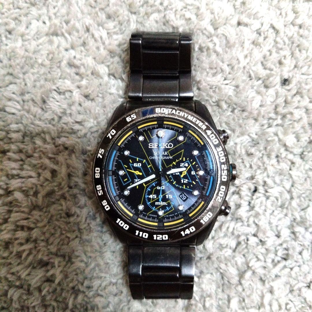 Rare Seiko Solar Chronograph Watch 40mm 1.57in 18cm 7.09in Band Working Japan