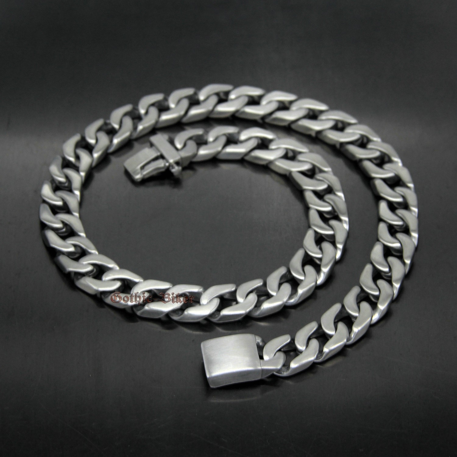 Heavy Men Cuban Curb Chain Stainless Steel Necklace Brush Matte 13mm Silver/Gold