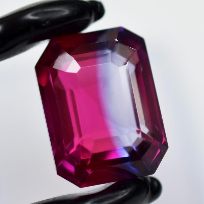 9.26 Ct Certified Natural Bi Color Sapphire Emerald Cut Jewelry Gemstone