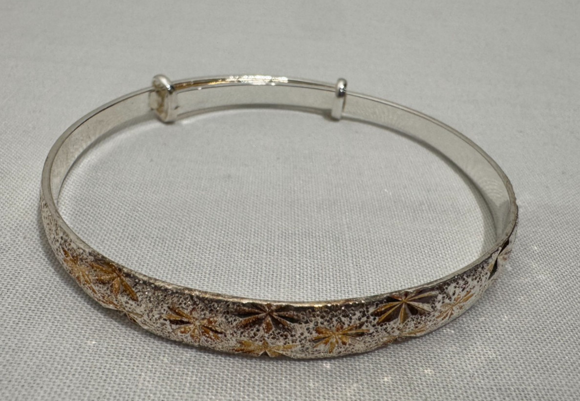 Sterling Silver Snowflake Bracelet Adjustable Engraved 925 Beautiful Wedding