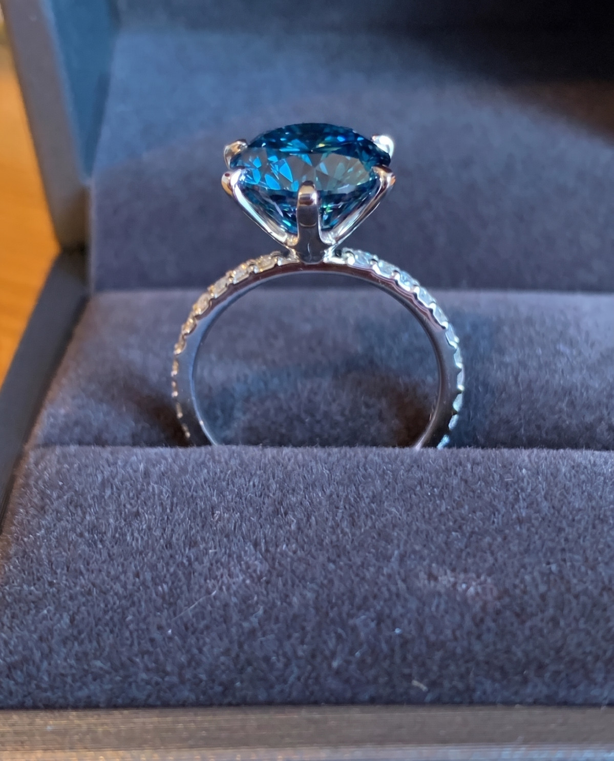 Amazing 6.00 Ct Cerulean Blue Diamond Solitaire Ring, Great Sparkle. FREE Studs