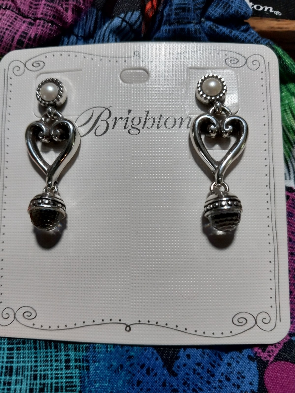 💗Brighton Earrings “Alcazor” Drop Post Pearl Crystal NWT Gorgeous Dust Bag💗