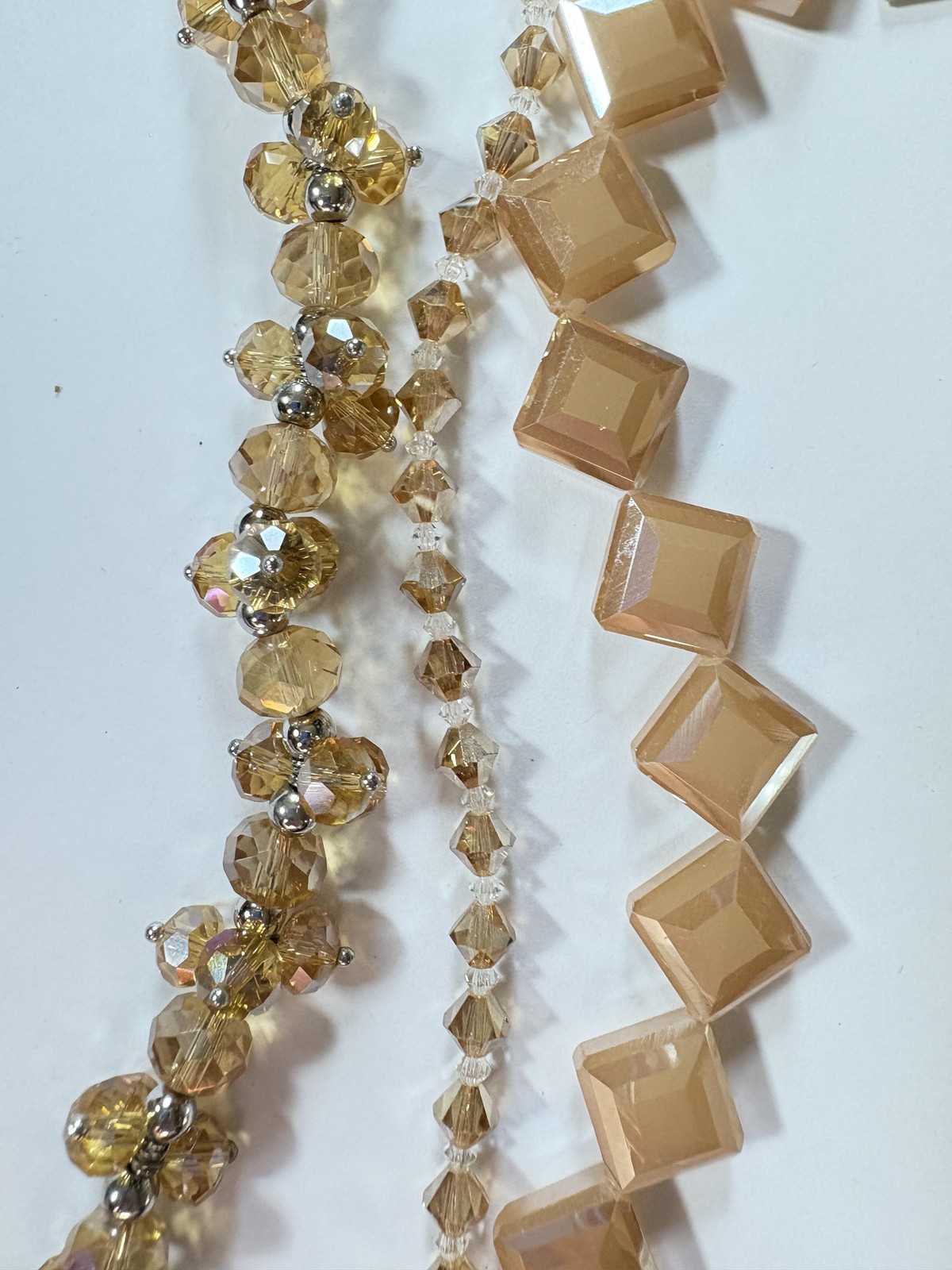 hildie & jo Glass Beads Lot of 3 Strands Faceted Bicone Square Amber Jewelry
