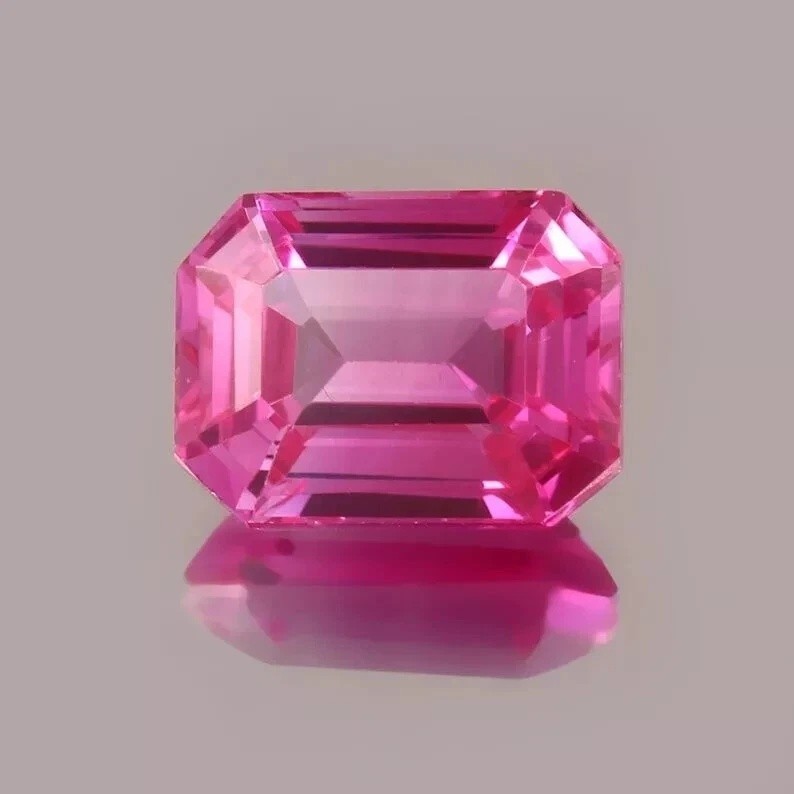 Certified Emerald Cut 9.45 Ct Pink Sapphire Loose AA+ Gemstone Natural Flawless