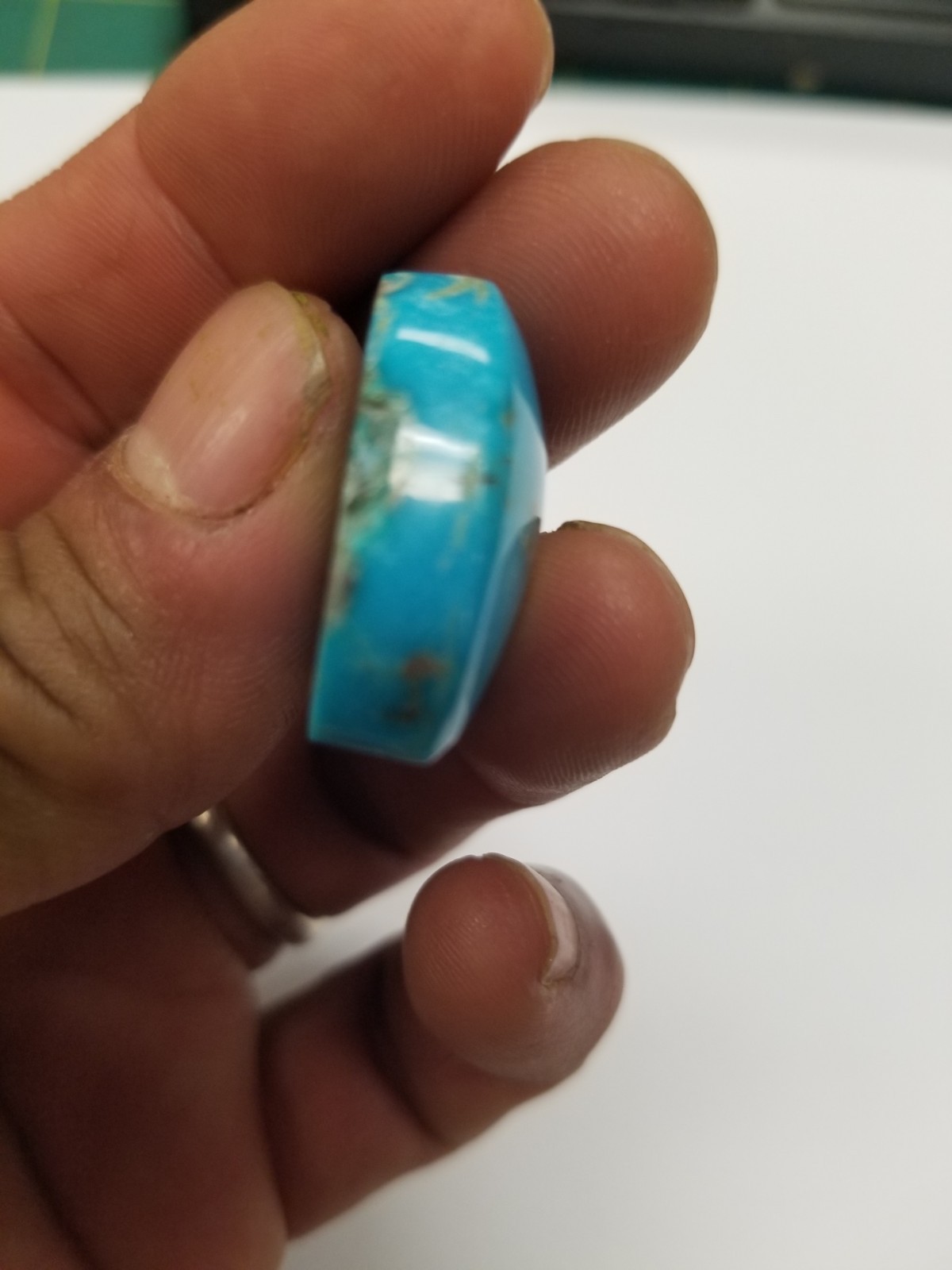 White And Blue Web Turquoise 49 ct. Cabochon Estate Find Old Stock