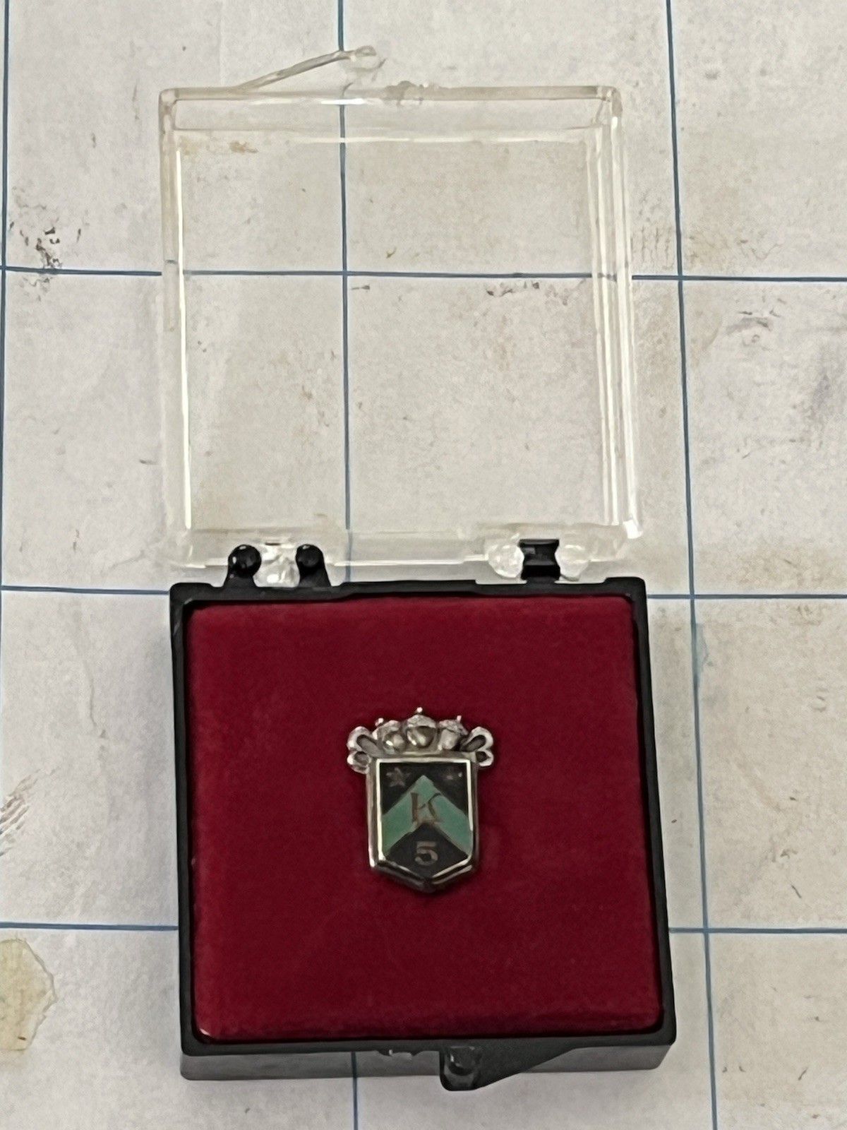 Vintage S.S. Kresge Company 5 Years Service Pin Sterling K Mart Enamel Lapel