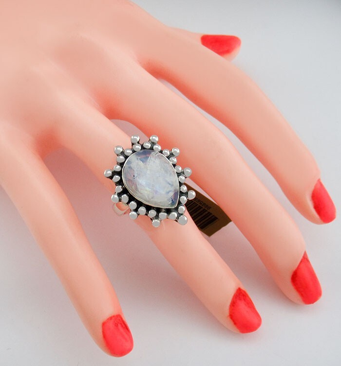 GENUINE 7.68 Cts MOON GEMSTONE RING .925 SILVER – New With Tag – 9.6 Grams