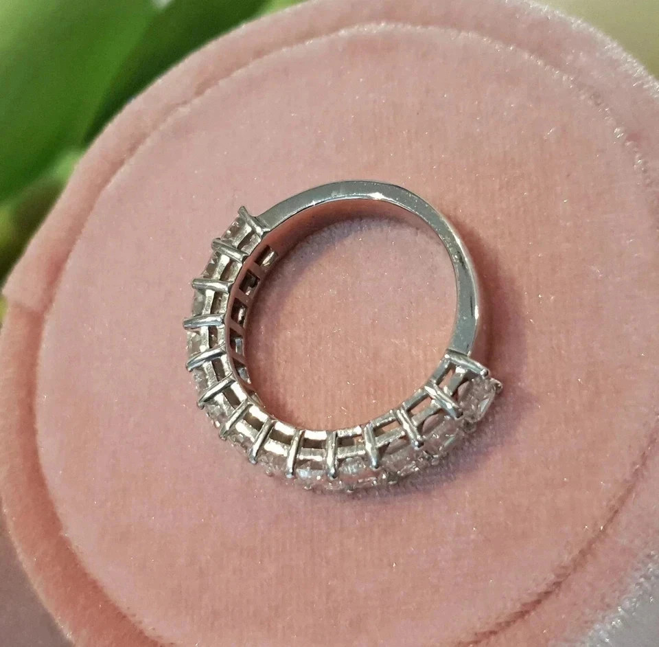 Lab Grown Diamond Half Eternity Band 2.21 Ct Emerald Cut 14k White Gold VVS E F