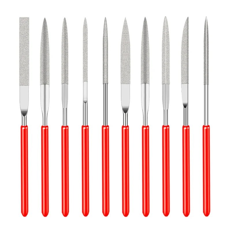 10pc Diamond Needle File Set Titanium Plated Jewelry Glass Stone Metal Tool 140m