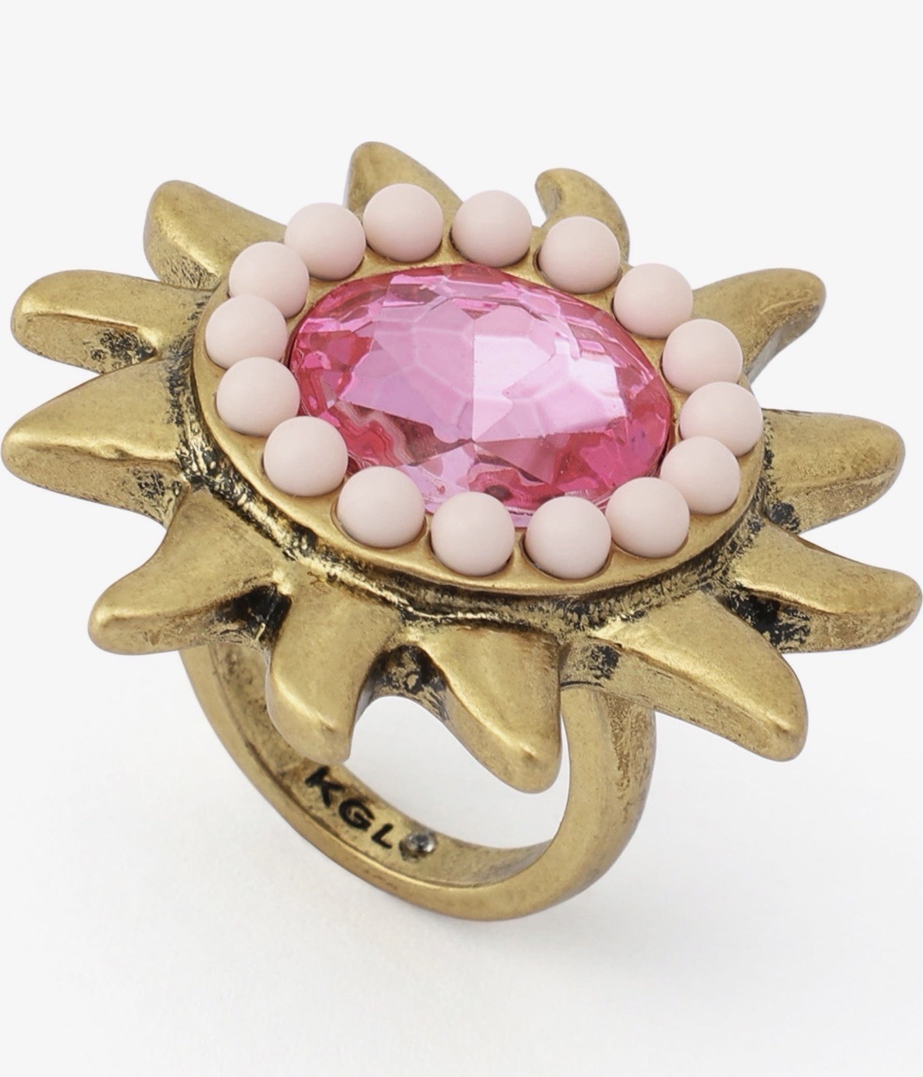 Kurt Geiger London Sunburst Crystal Embellished Cocktail Ring Sz 9