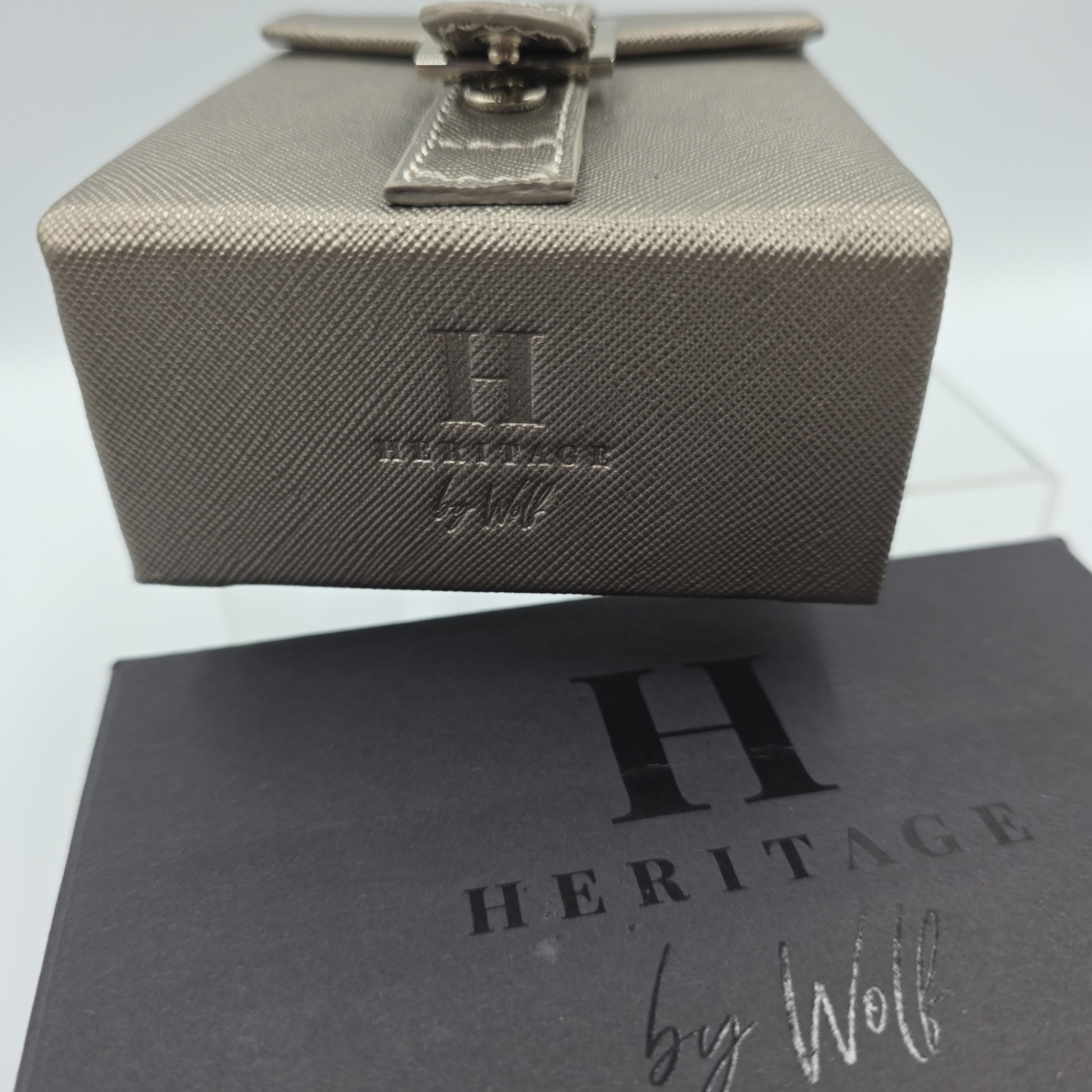 Heritage by Wolf Small Fold Out Jewelry Box Travel Case Pewter READ