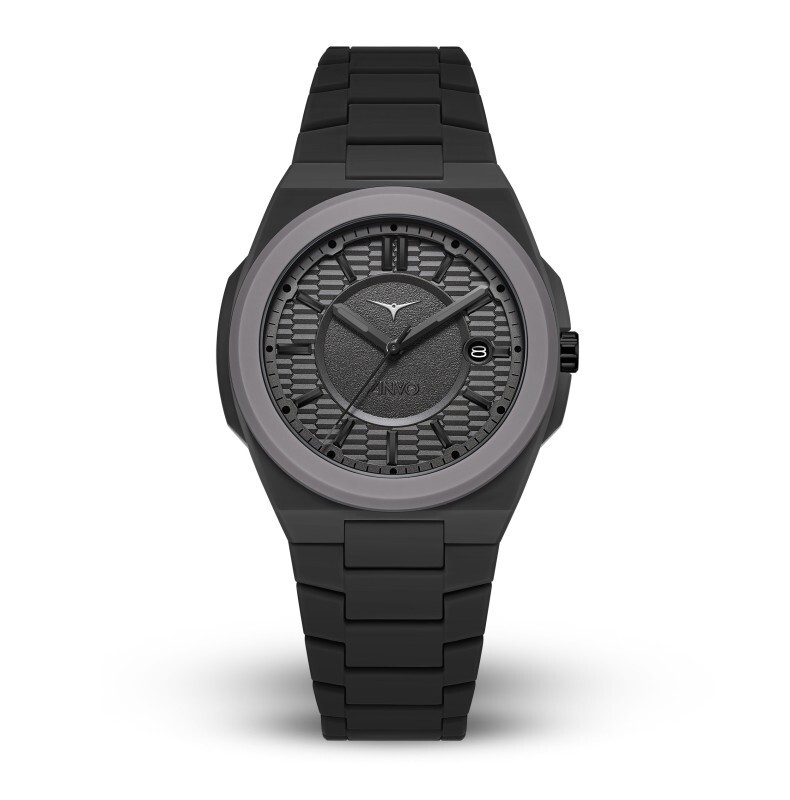 Zinvo Rival Aero Stealth Quartz Grey Plastic Black Mineral Date Men’s Watch