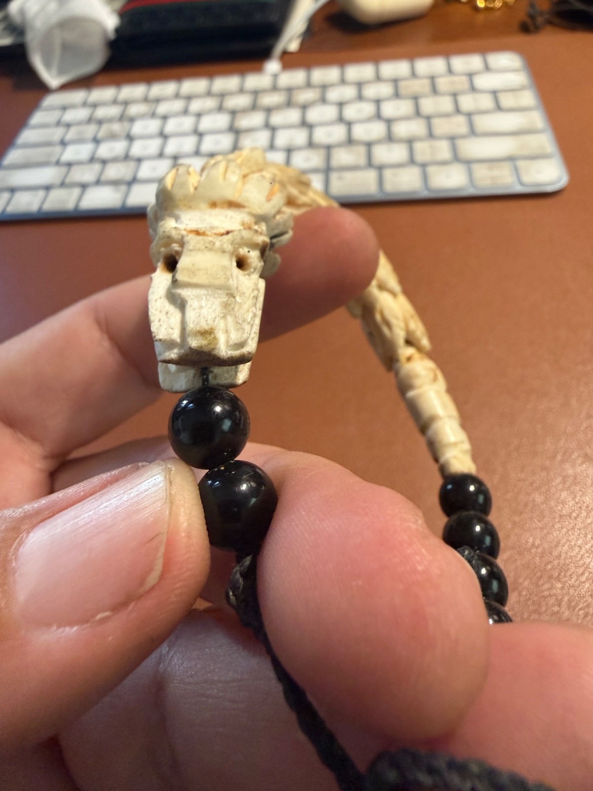 Aztec Quetzalcoatl Mayan Kukulkan handmade bracelet carved of deer antler #H
