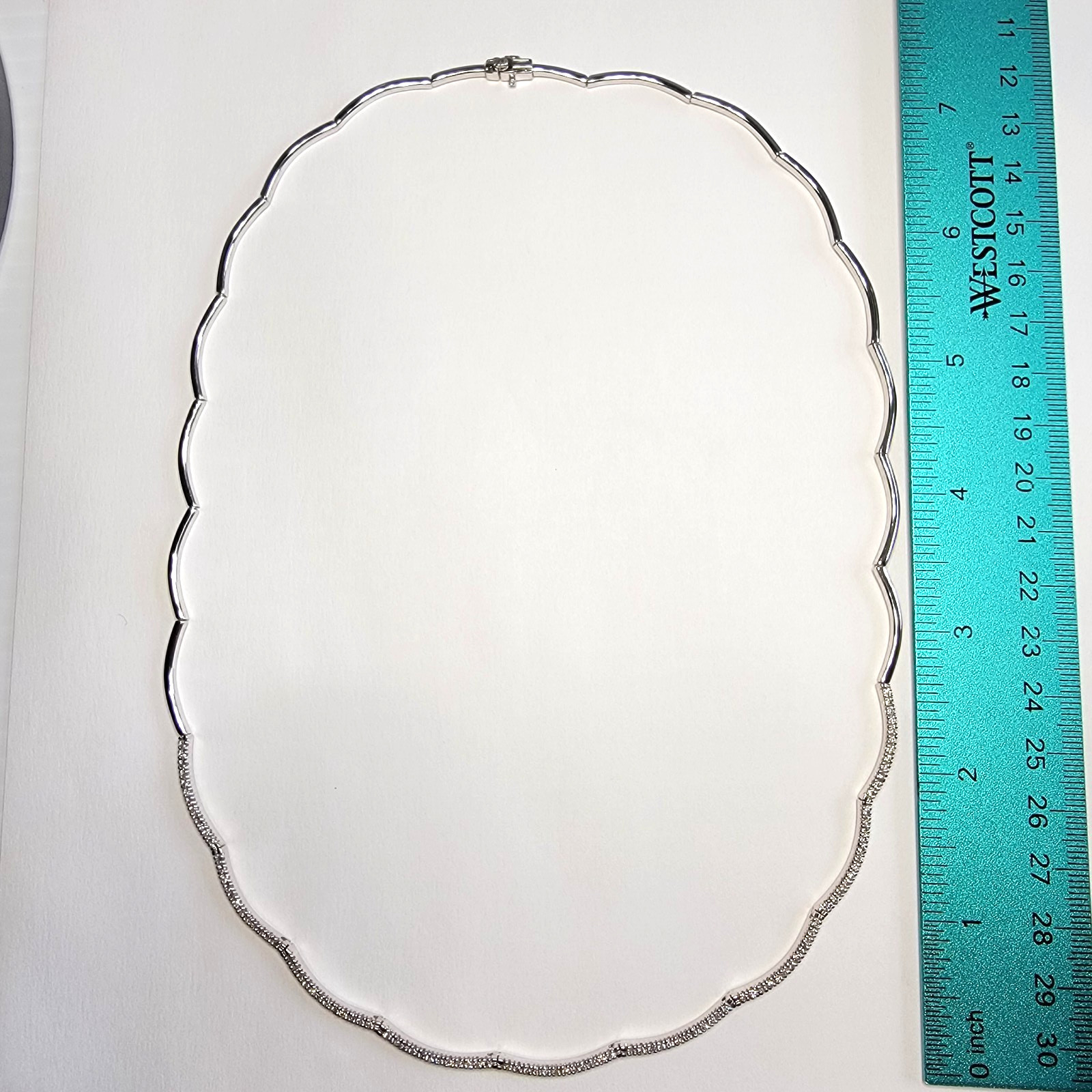 Ross-Simons 1.00tcw Diamond Scallop Necklace 14k White Gold 18.5g 20″ ESTATE