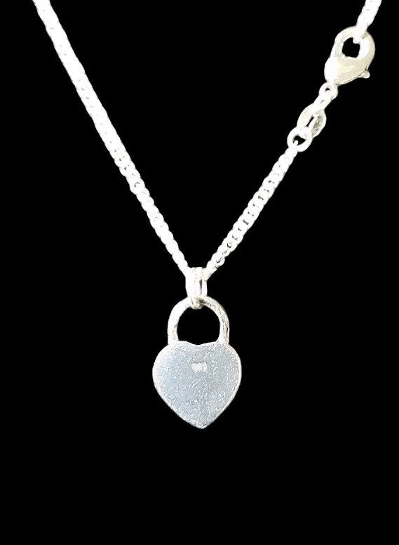 18″ x 1mm Sterling EP Cable Chain w 20mm x 13mm Sterling Fire Opal Heart Pendant