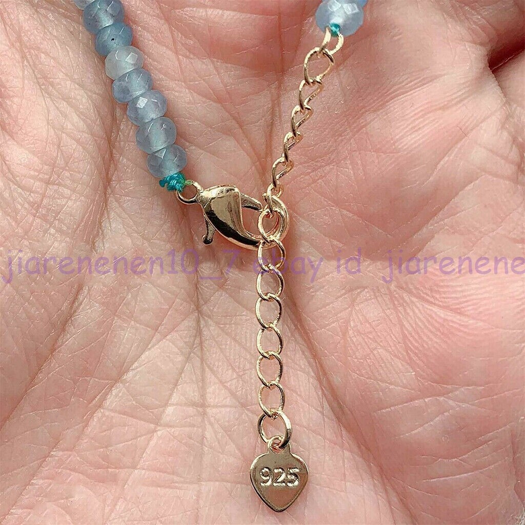 2x4mm Faceted Blue Aquamarine & 11-12mm White Baroque Pearl Necklace 18in Z2114