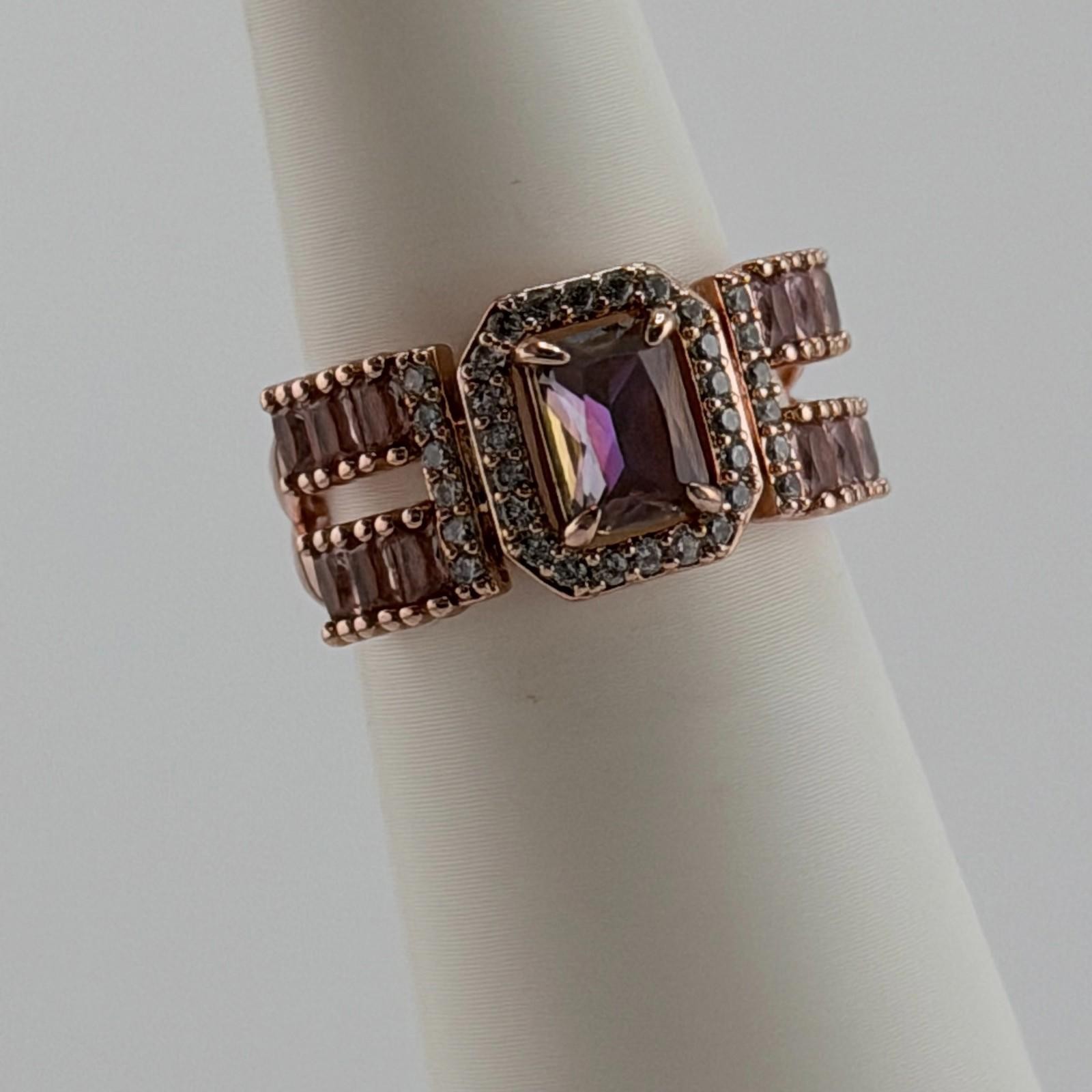 Bomb Party Ring Sz 7 “Fits Like a Glove” Rainbow Topaz on Rose Gold RBP6669
