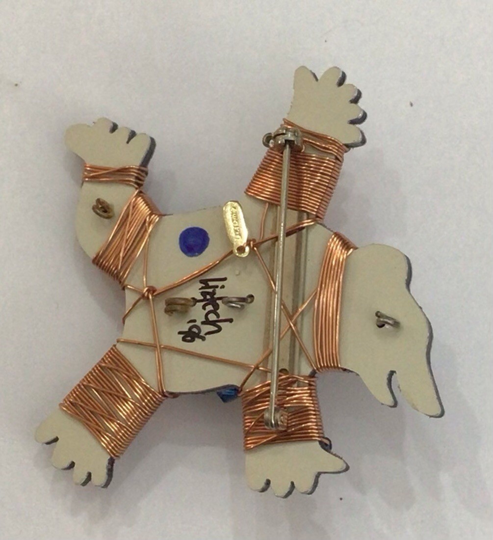 Liztech Ursula Bear Brooch Pin NWT Glass Beads AB Copper Coated Wire Nov-17