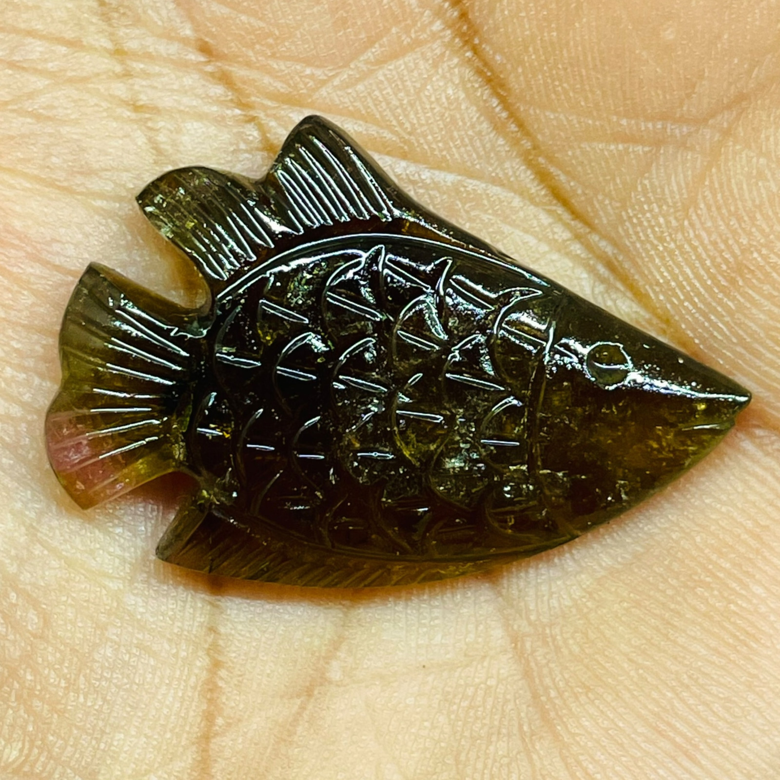 50.75 Cts Natural Tourmaline Carved Fish Untreated Magnificent Loose Gemstone