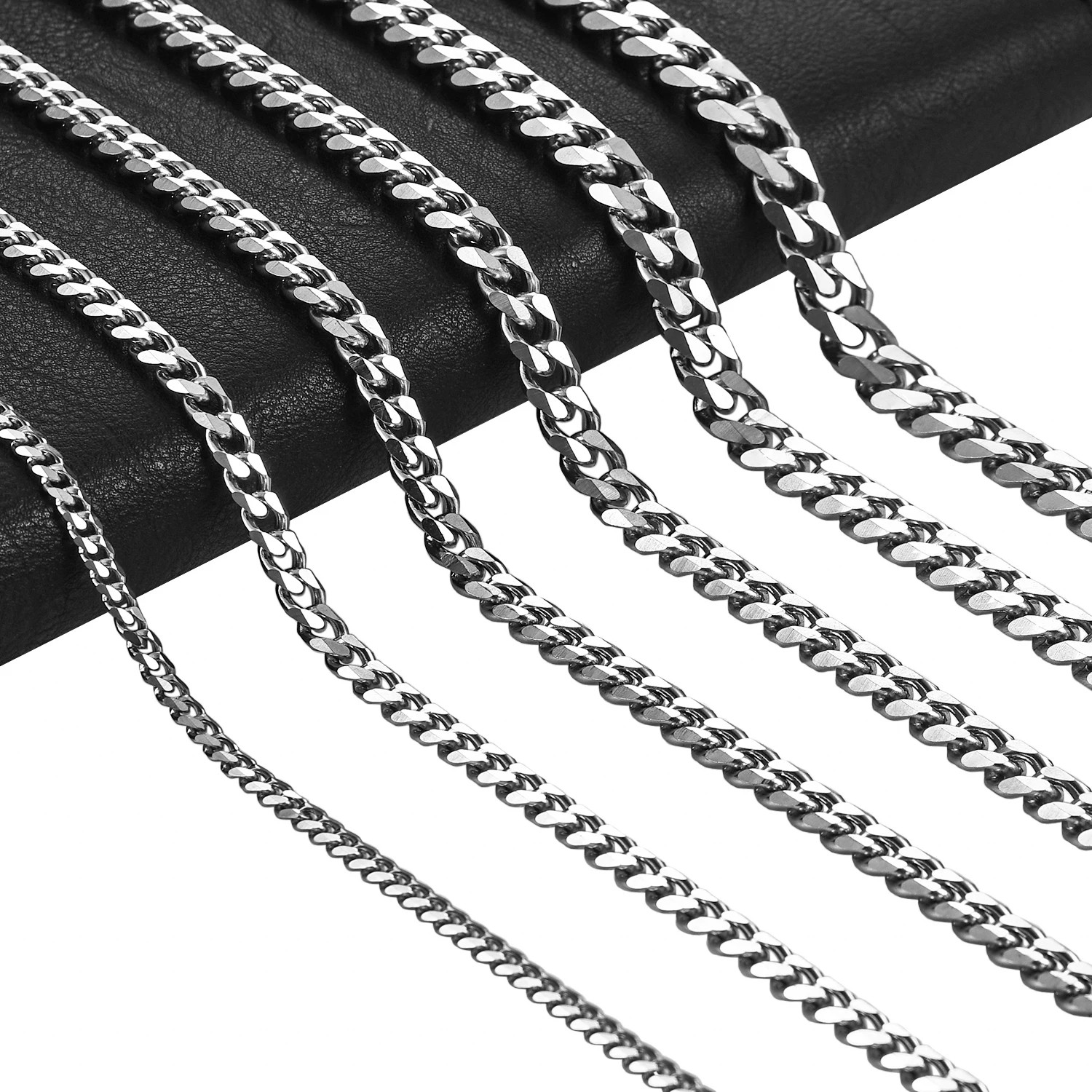 3.5/5/6/7/8/9mm Stainess Steel Link Cuban Chain Necklace for Men Women Metal Chu