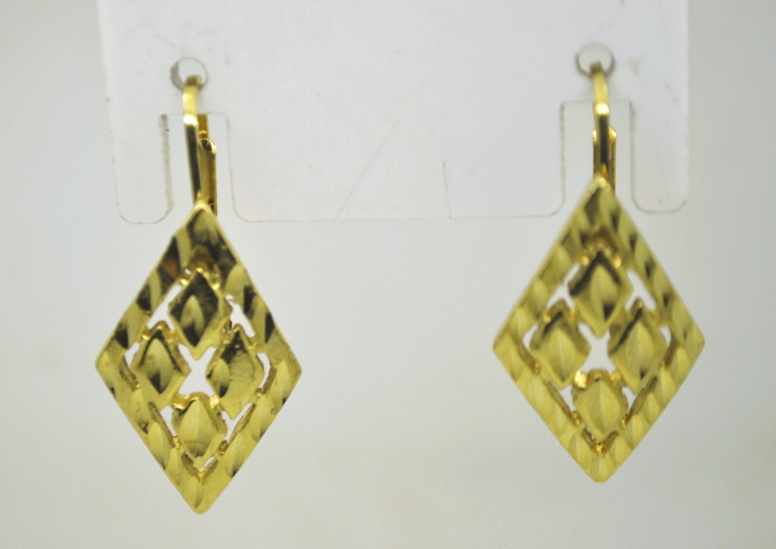 A-001 Retro bohemian style Rhombus shape gold Plated fashion jewelry earrings