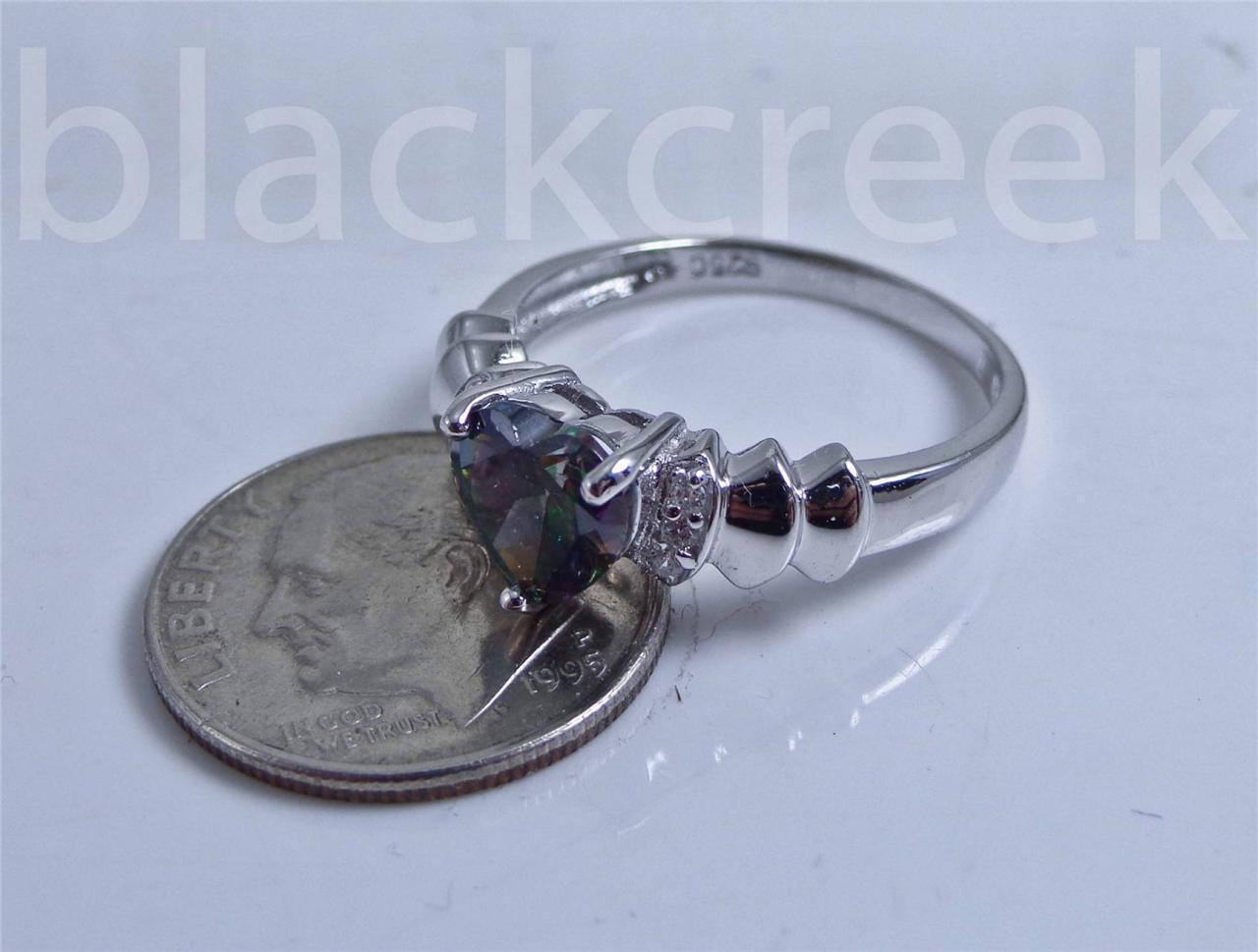 1.5 cttw Radiant Rainbow Topaz Heart 925 Sterling Silver Promise Ring Size 6