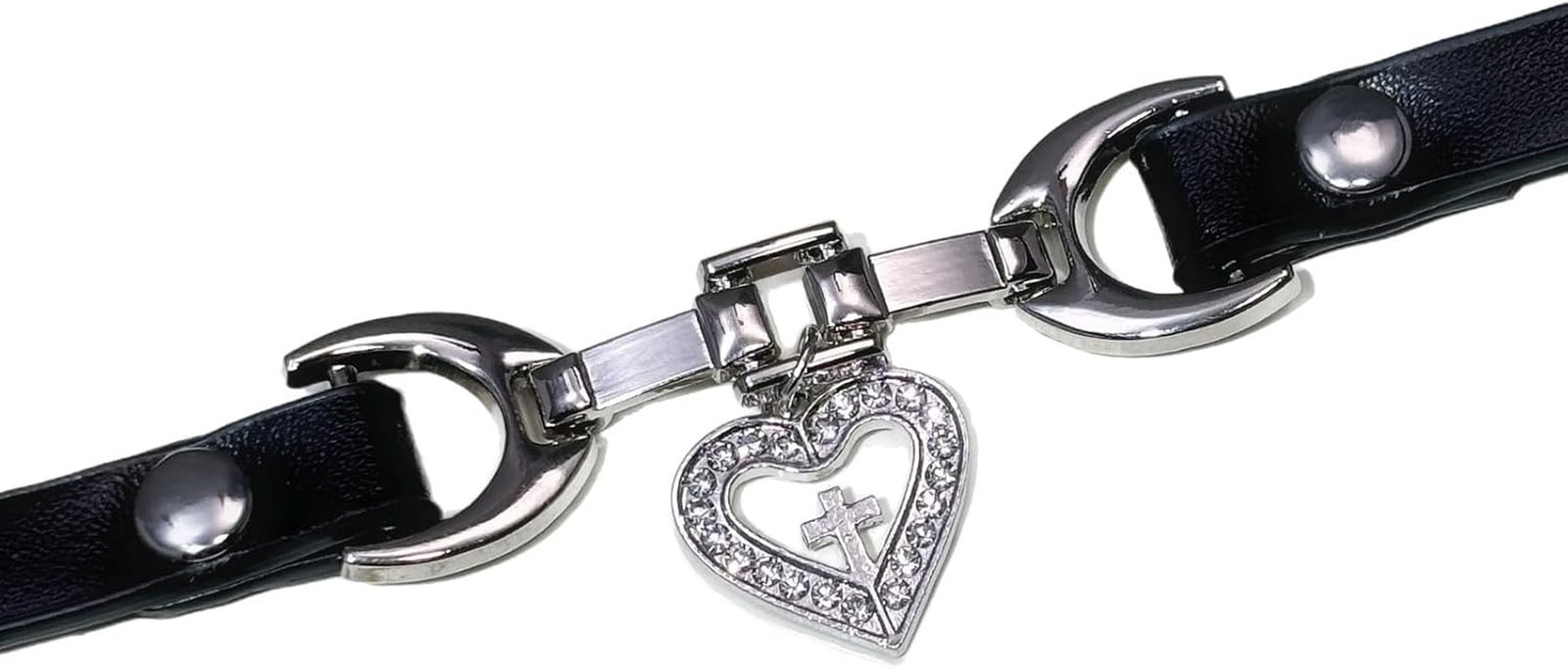 Black Choker Necklace for Women Handmade PU Leather Chokers CZ Heart Cross Penda