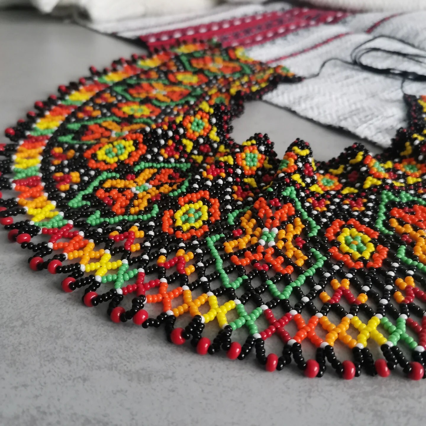 Traditional ukrainian wide beaded necklace collar Seed bead ethnic sylyanka