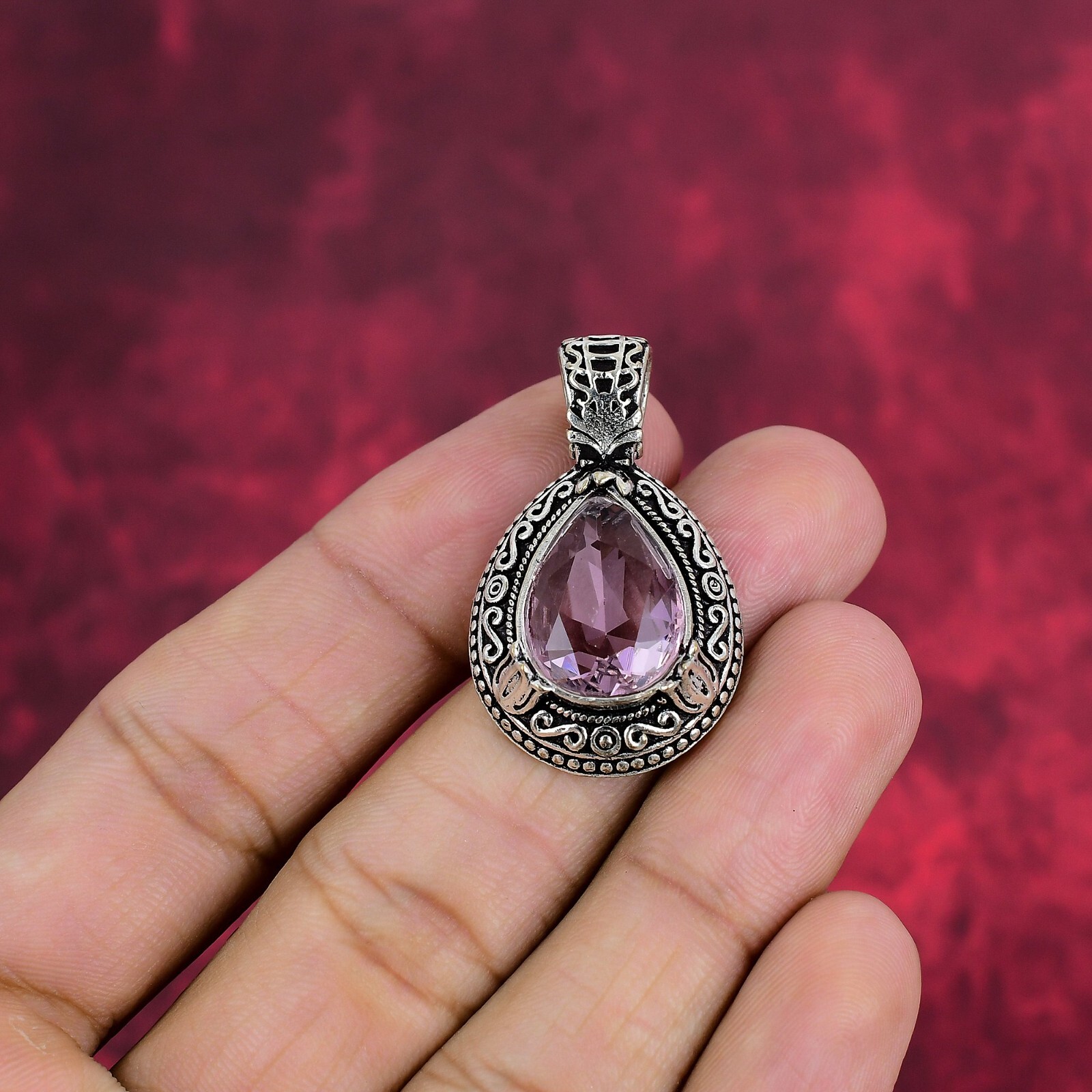Pink Kunzite Gemstone Handmade 925 Sterling Silver Beautiful Pendant Jewelry