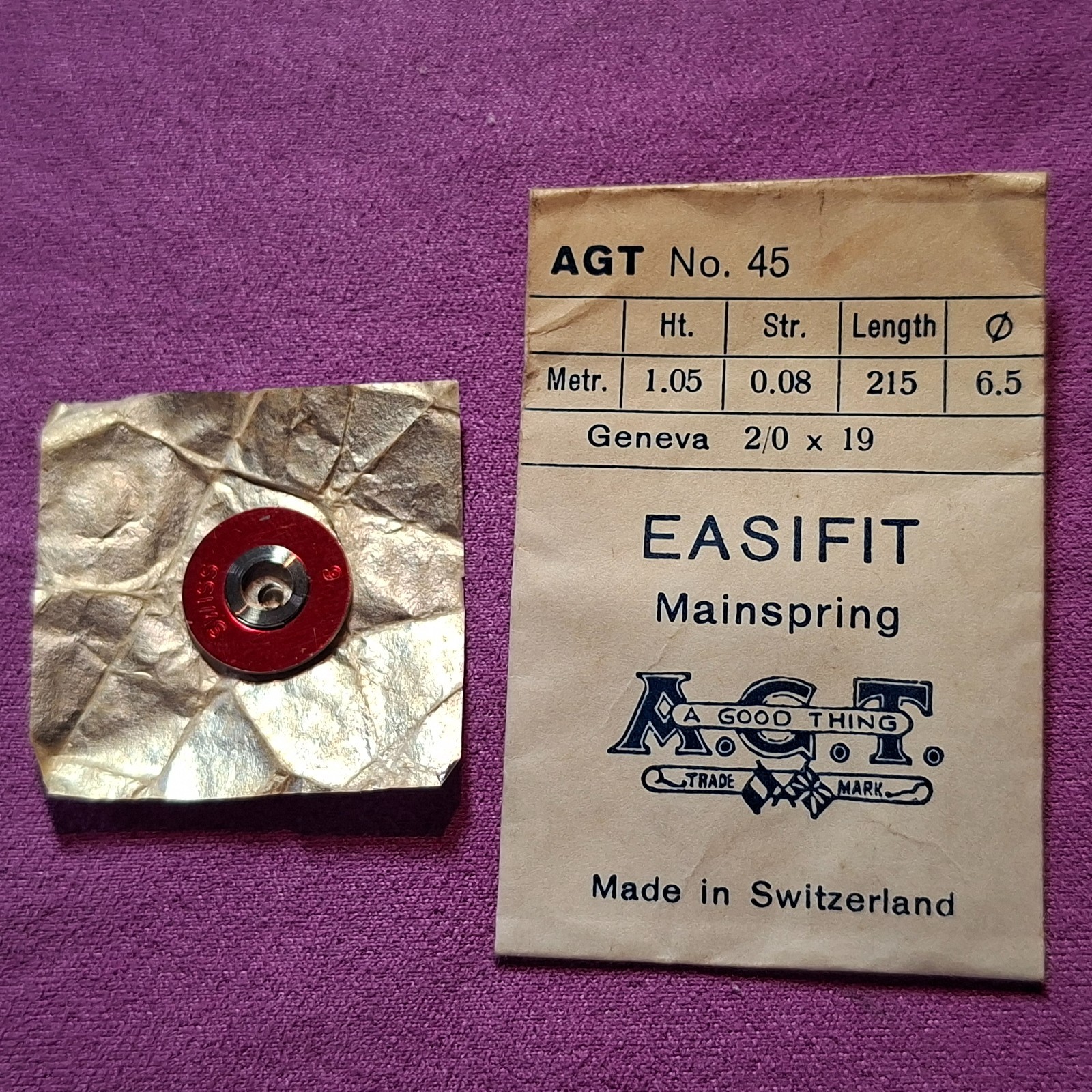 Mainspring – AGT 45 – Geneva 2/0 x 19 – 1.05 x 0.08 x 215 x 6.5mm (SC412)